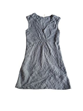NUTHATCH Linen Sleeveless Popover Dress Coastal XS Petite Blue Gray Minimalist